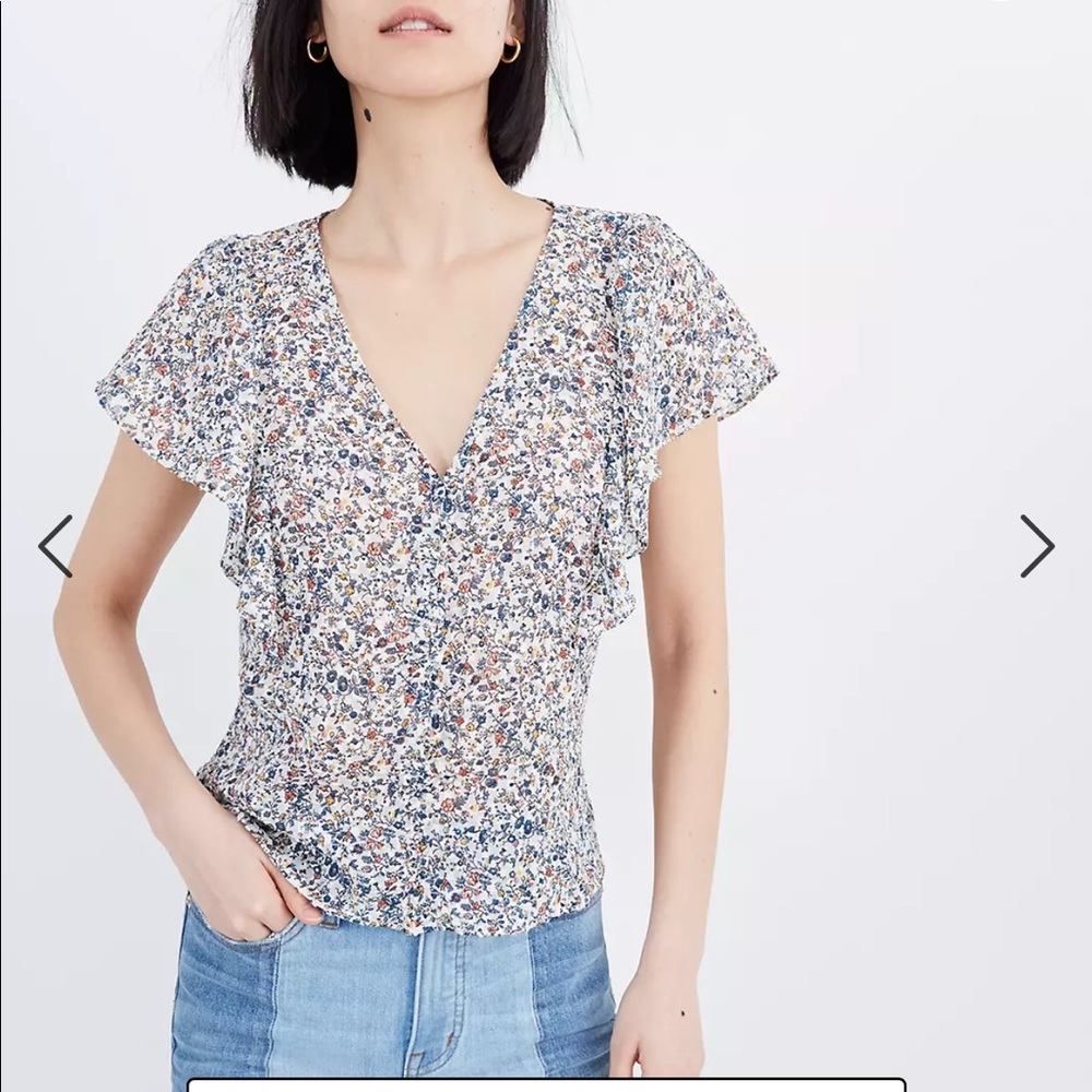 Madewell Carmelina Flutter-Sleeve Top